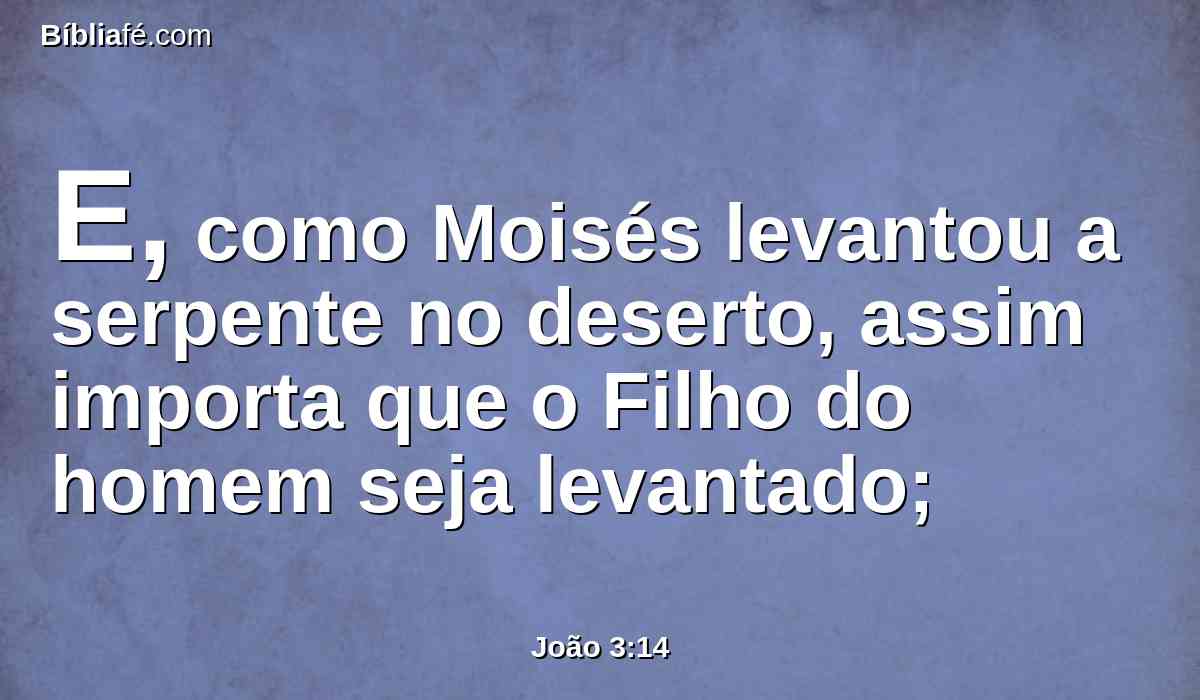 E, como Moisés levantou a serpente no deserto, assim importa que o Filho do homem seja levantado;
