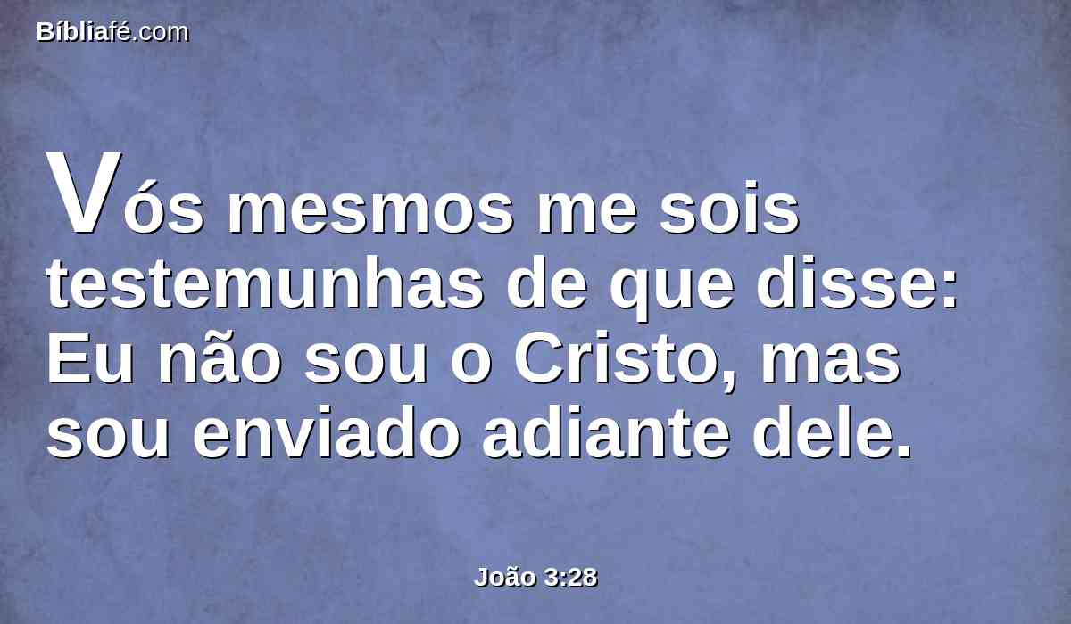 Vós mesmos me sois testemunhas de que disse: Eu não sou o Cristo, mas sou enviado adiante dele.