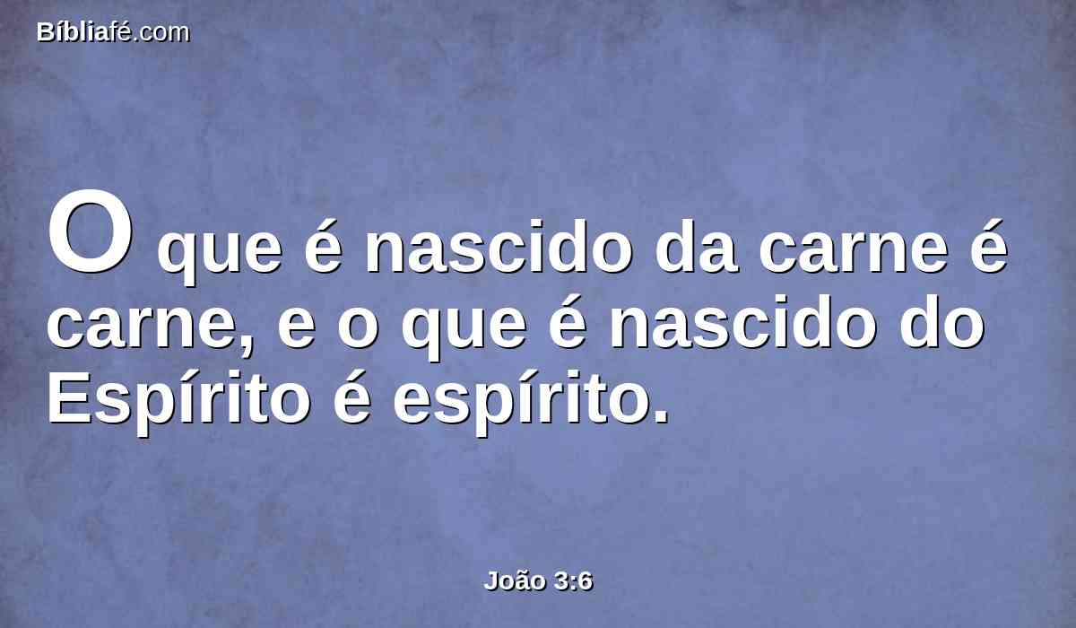 O que é nascido da carne é carne, e o que é nascido do Espírito é espírito.