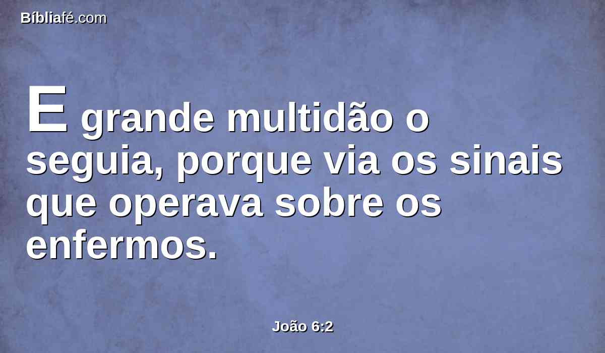 E grande multidão o seguia, porque via os sinais que operava sobre os enfermos.