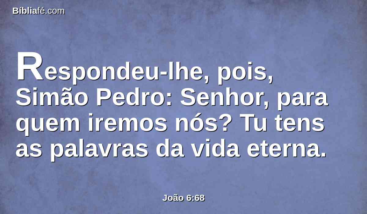 Respondeu-lhe, pois, Simão Pedro: Senhor, para quem iremos nós? Tu tens as palavras da vida eterna.
