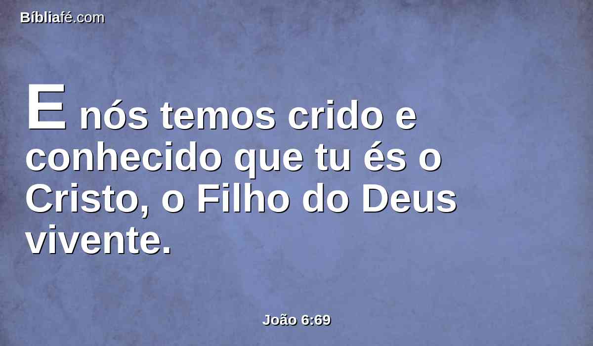 E nós temos crido e conhecido que tu és o Cristo, o Filho do Deus vivente.