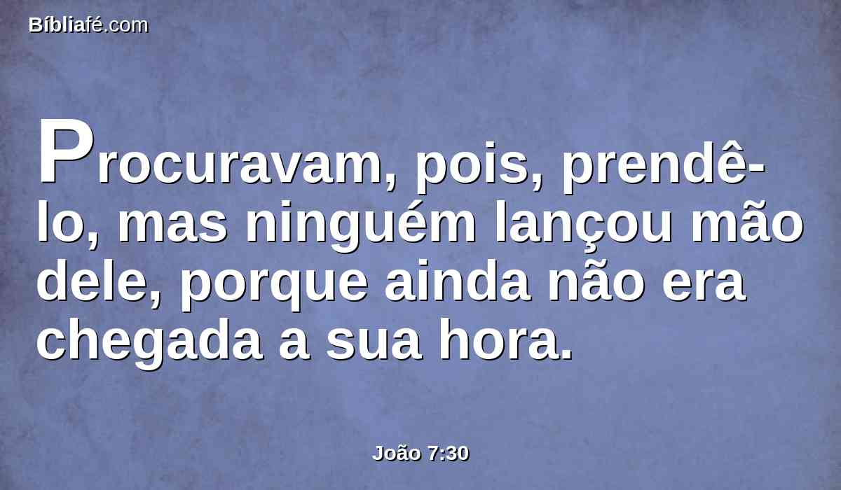 Procuravam, pois, prendê-lo, mas ninguém lançou mão dele, porque ainda não era chegada a sua hora.