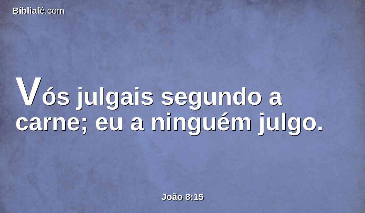 Vós julgais segundo a carne; eu a ninguém julgo.