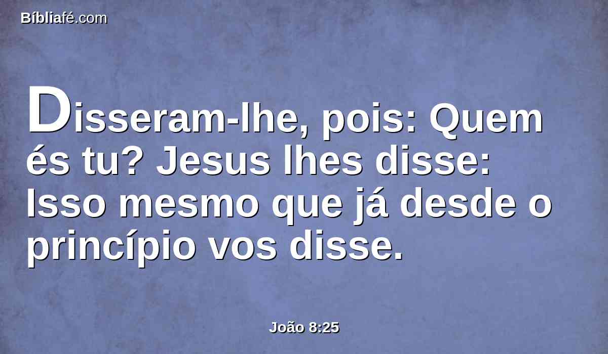 Disseram-lhe, pois: Quem és tu? Jesus lhes disse: Isso mesmo que já desde o princípio vos disse.