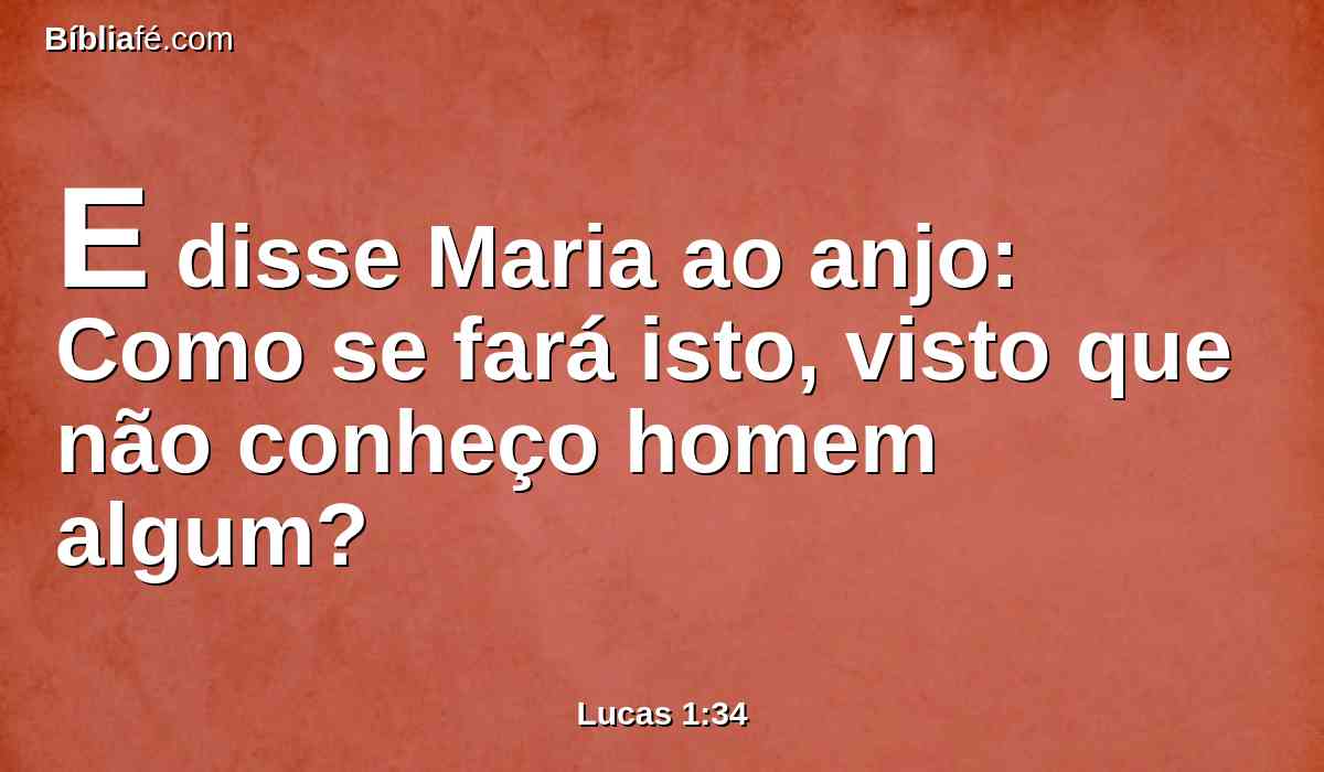 E disse Maria ao anjo: Como se fará isto, visto que não conheço homem algum?