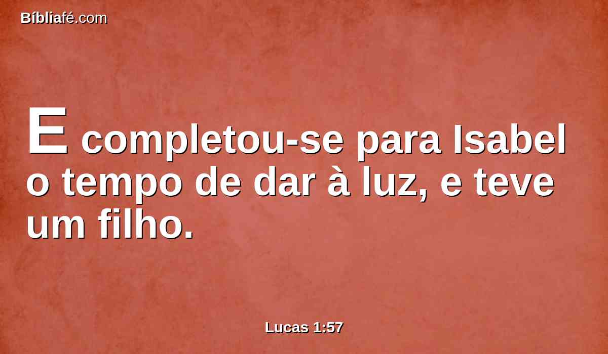 E completou-se para Isabel o tempo de dar à luz, e teve um filho.