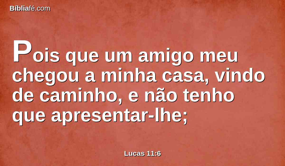 Pois que um amigo meu chegou a minha casa, vindo de caminho, e não tenho que apresentar-lhe;