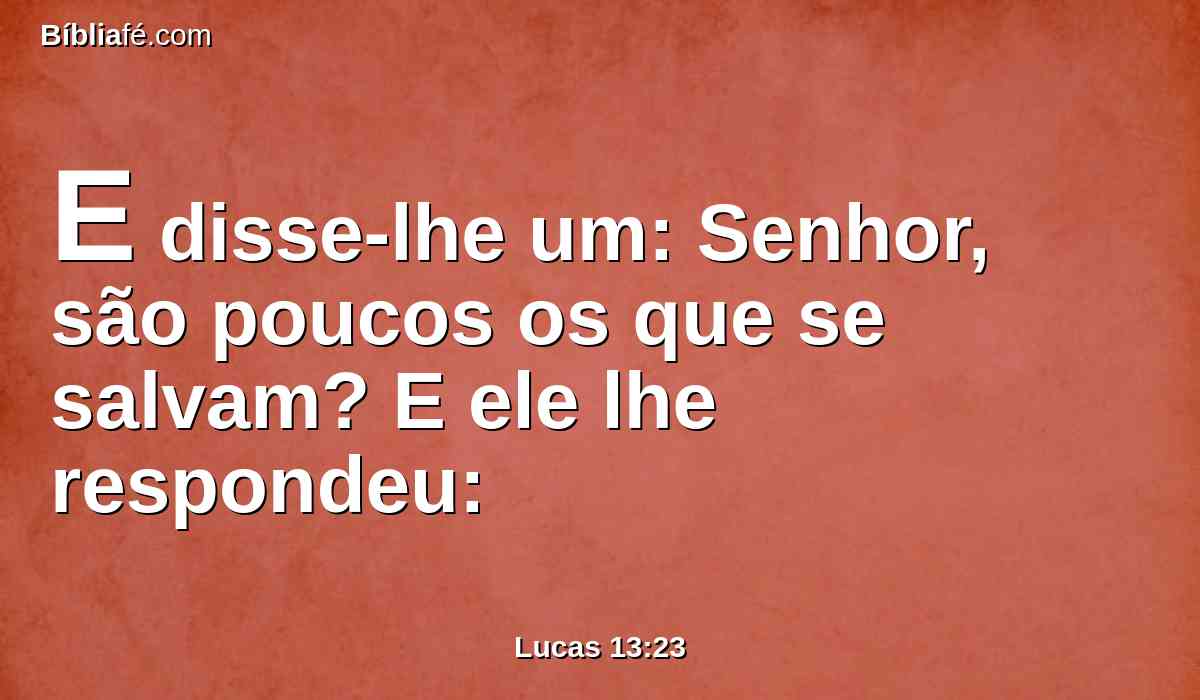 E disse-lhe um: Senhor, são poucos os que se salvam? E ele lhe respondeu: