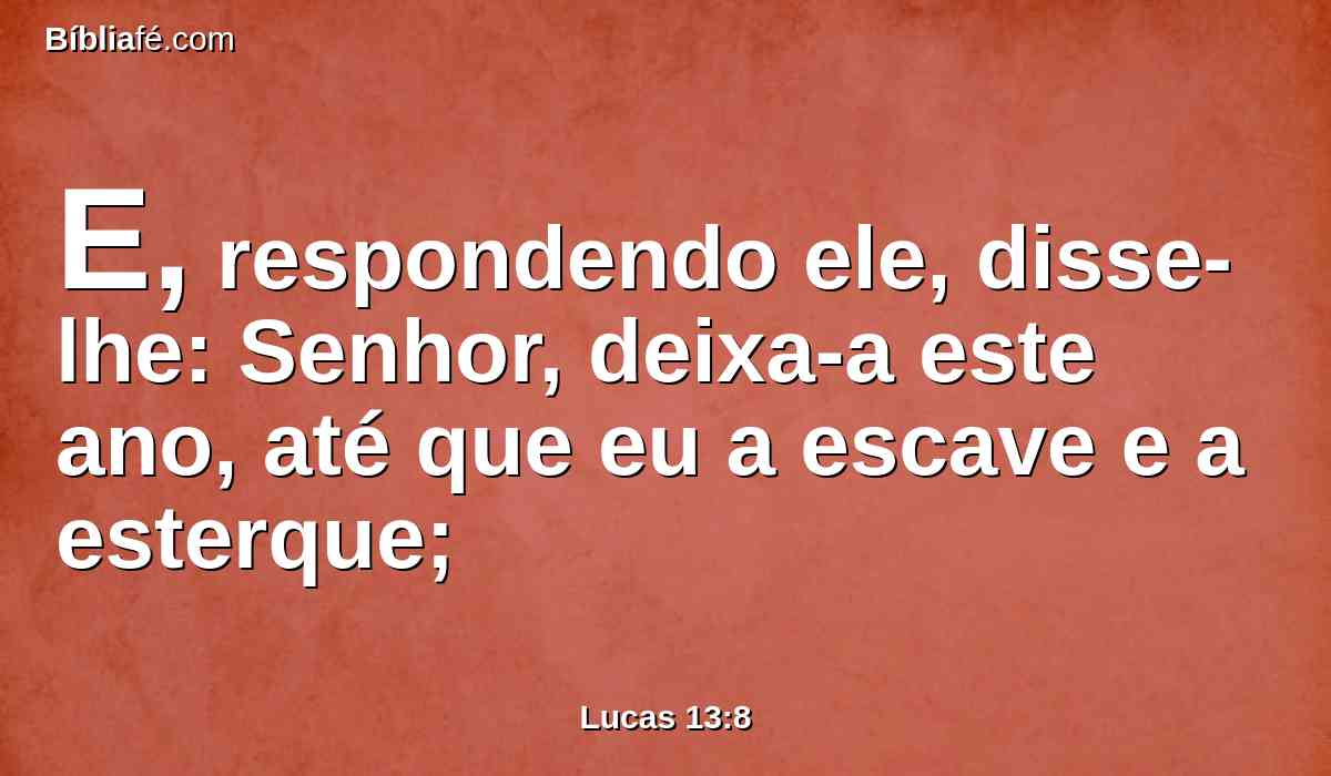E, respondendo ele, disse-lhe: Senhor, deixa-a este ano, até que eu a escave e a esterque;