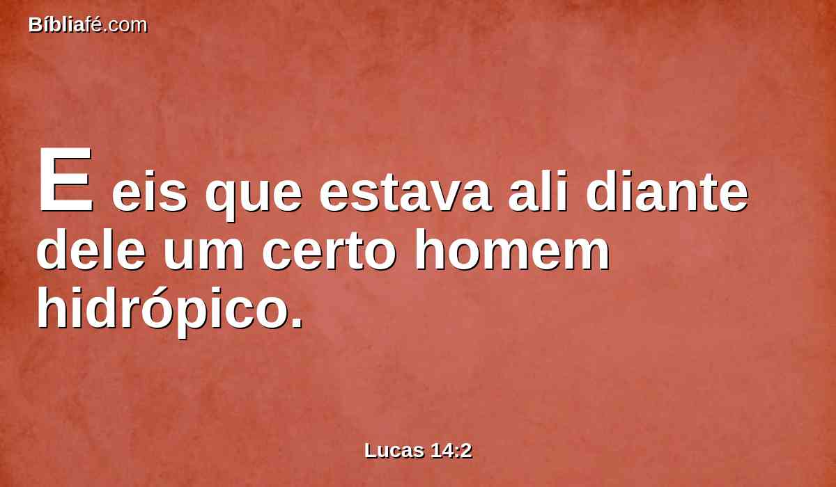 E eis que estava ali diante dele um certo homem hidrópico.