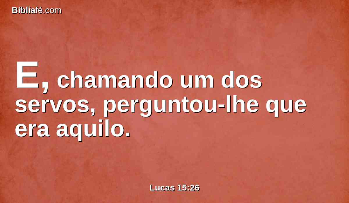 E, chamando um dos servos, perguntou-lhe que era aquilo.