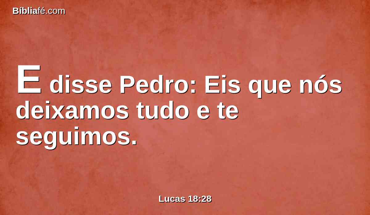 E disse Pedro: Eis que nós deixamos tudo e te seguimos.