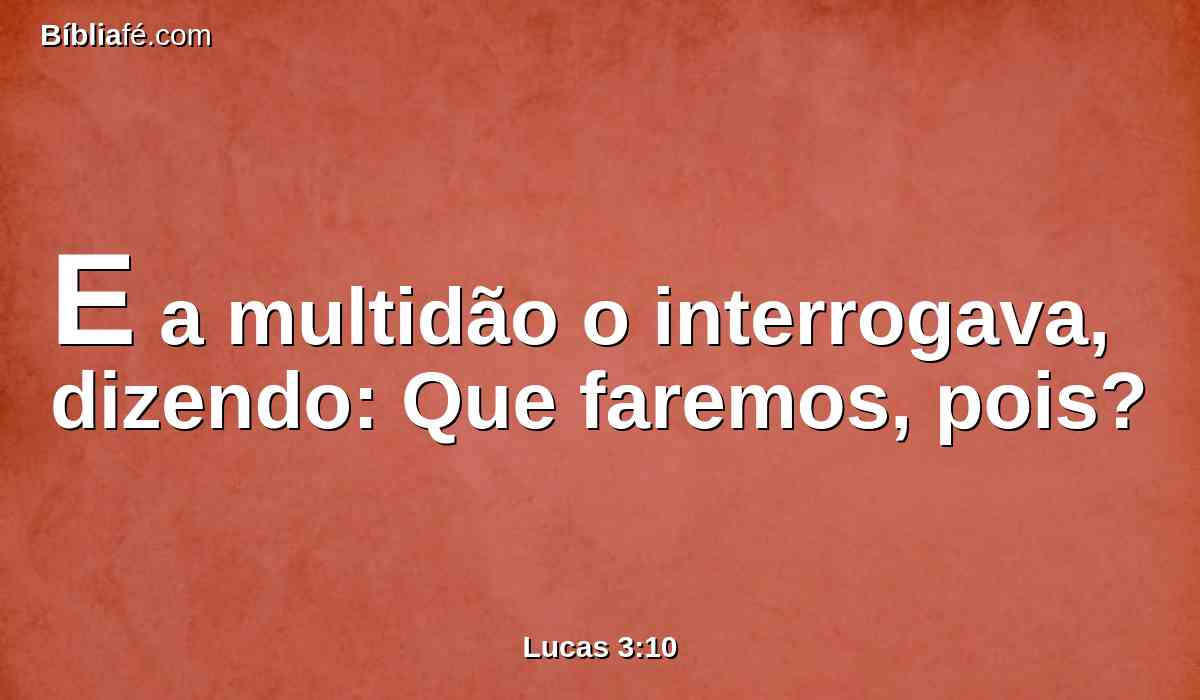 E a multidão o interrogava, dizendo: Que faremos, pois?