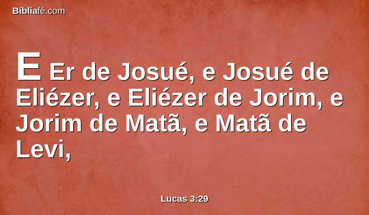 E Er de Josué, e Josué de Eliézer, e Eliézer de Jorim, e Jorim de Matã, e Matã de Levi,