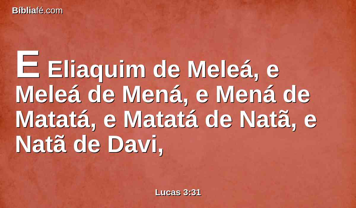 E Eliaquim de Meleá, e Meleá de Mená, e Mená de Matatá, e Matatá de Natã, e Natã de Davi,