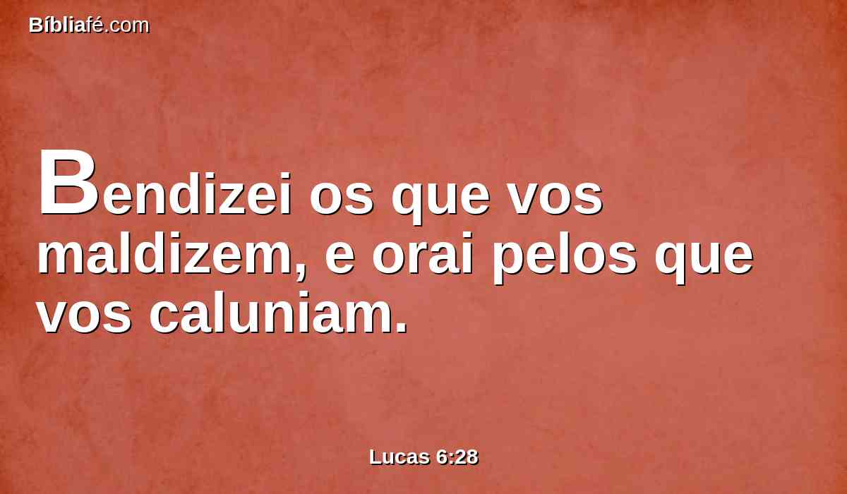 Bendizei os que vos maldizem, e orai pelos que vos caluniam.
