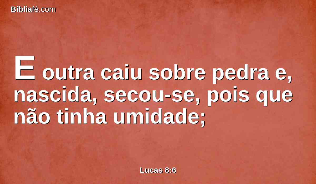 E outra caiu sobre pedra e, nascida, secou-se, pois que não tinha umidade;