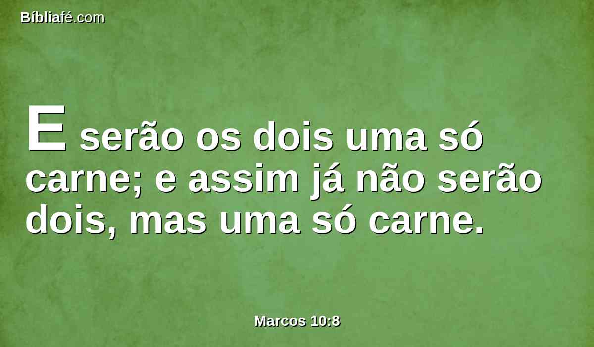 E serão os dois uma só carne; e assim já não serão dois, mas uma só carne.