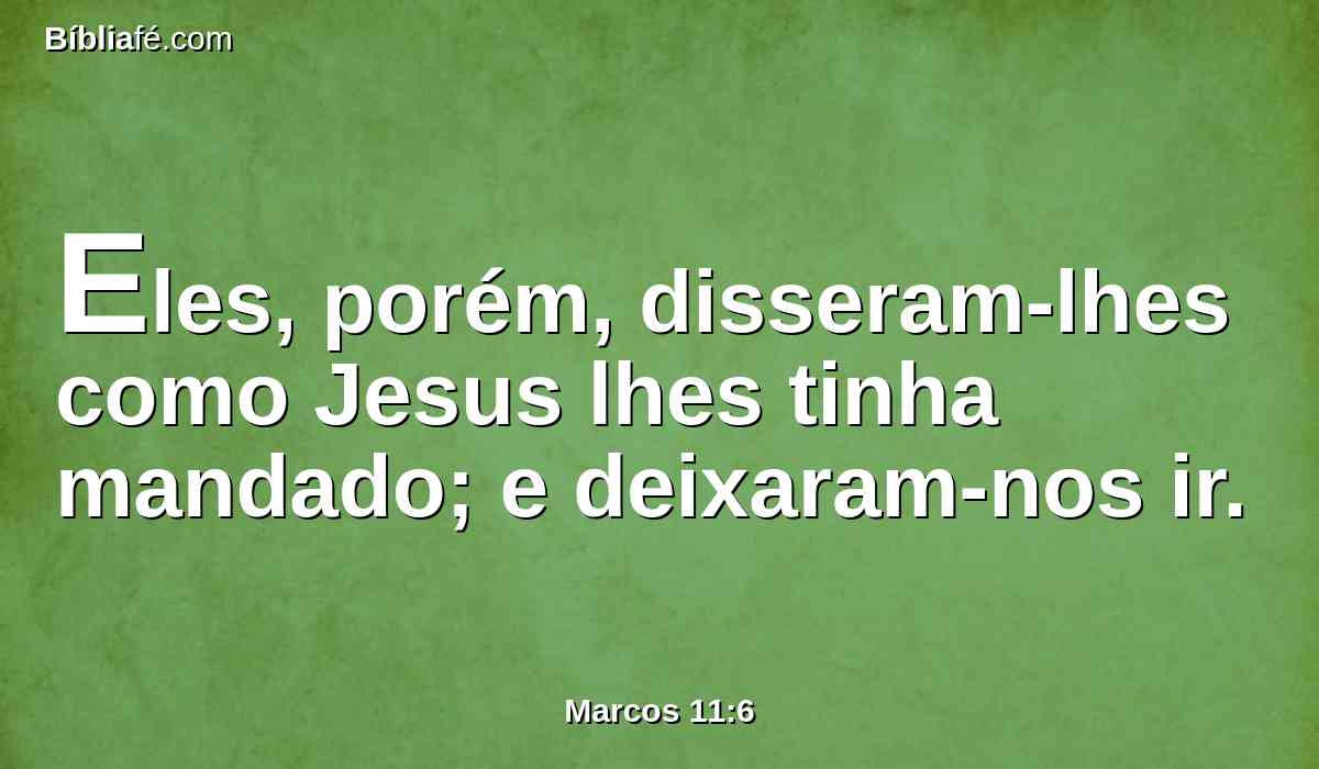 Eles, porém, disseram-lhes como Jesus lhes tinha mandado; e deixaram-nos ir.