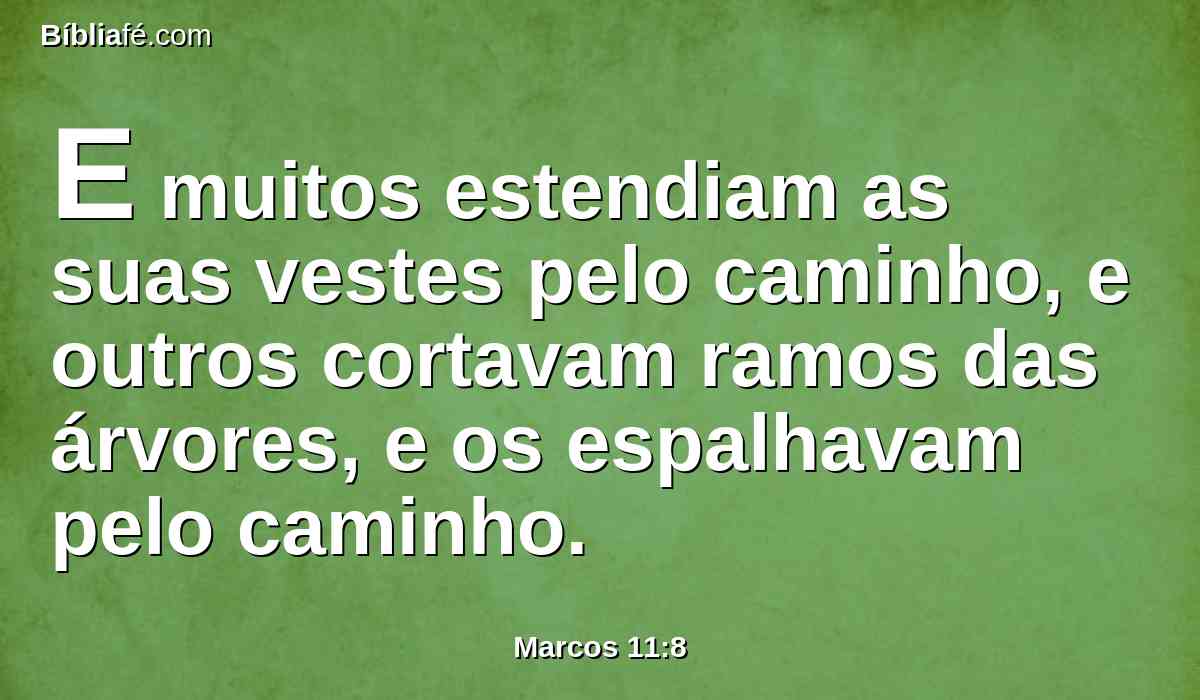 E muitos estendiam as suas vestes pelo caminho, e outros cortavam ramos das árvores, e os espalhavam pelo caminho.