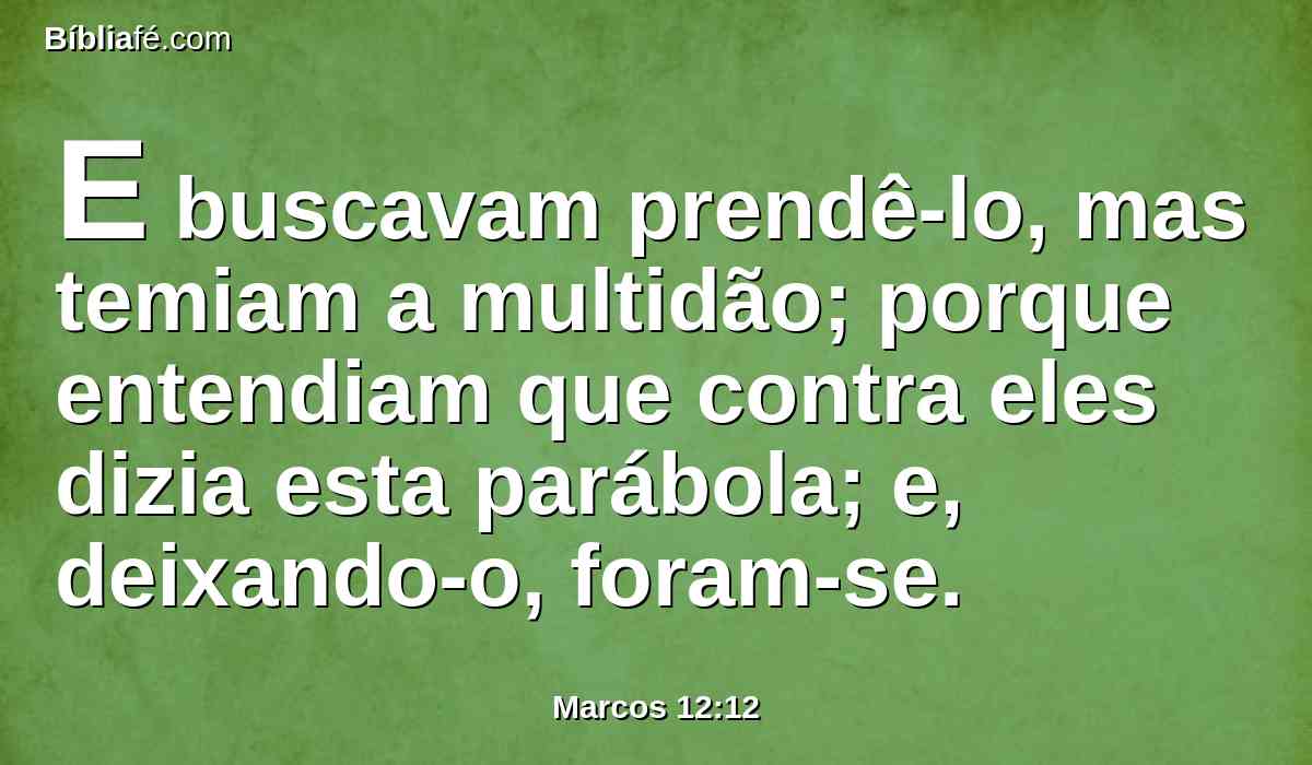 E buscavam prendê-lo, mas temiam a multidão; porque entendiam que contra eles dizia esta parábola; e, deixando-o, foram-se.