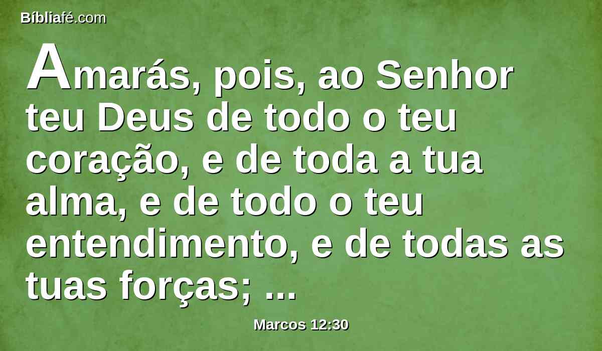 Amarás, pois, ao Senhor teu Deus de todo o teu coração, e de toda a tua alma, e de todo o teu entendimento, e de todas as tuas forças; este é o primeiro mandamento.