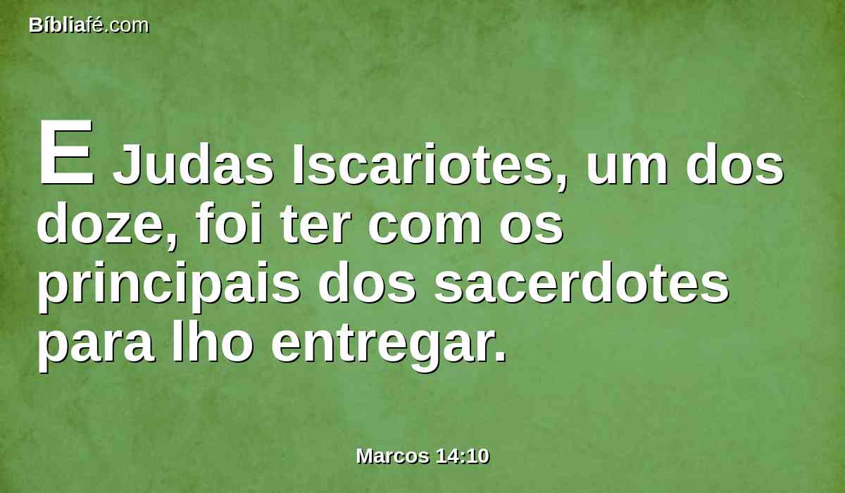 E Judas Iscariotes, um dos doze, foi ter com os principais dos sacerdotes para lho entregar.