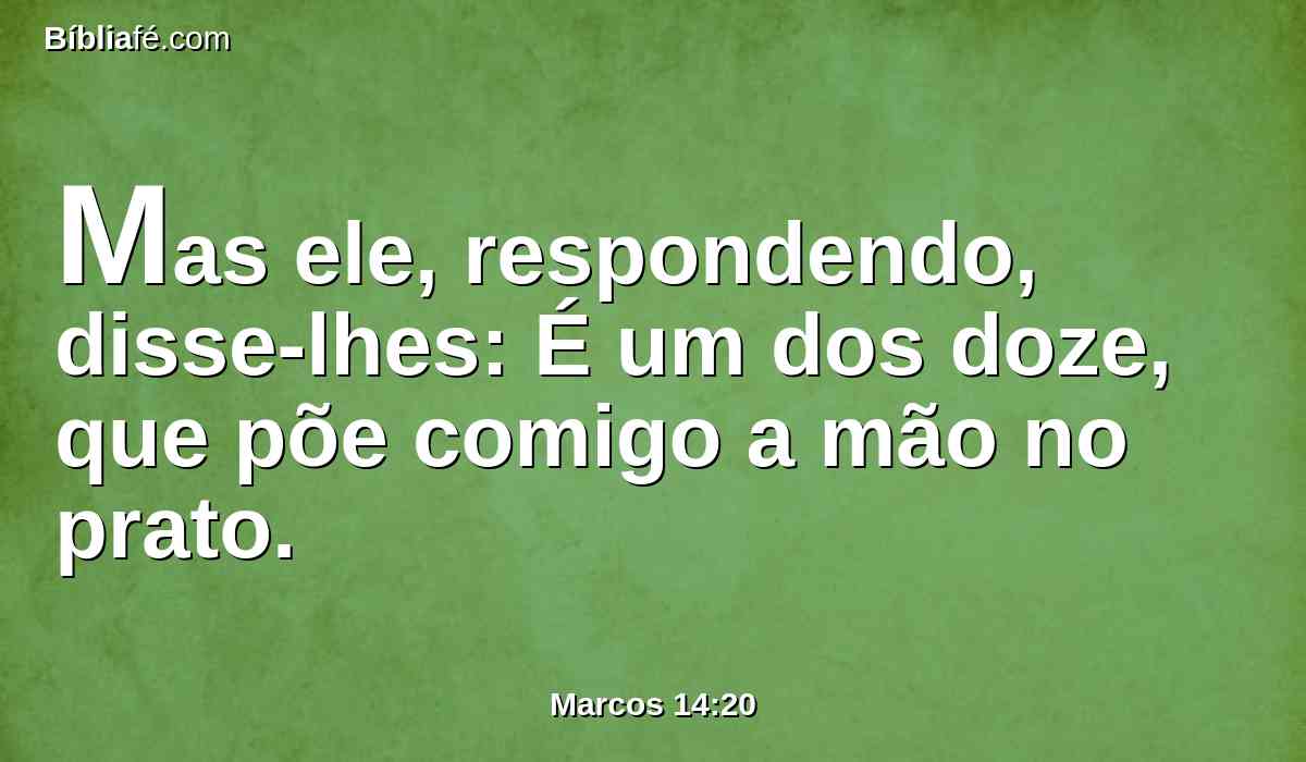 Mas ele, respondendo, disse-lhes: É um dos doze, que põe comigo a mão no prato.