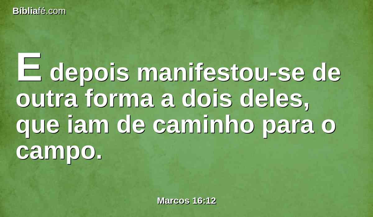 E depois manifestou-se de outra forma a dois deles, que iam de caminho para o campo.
