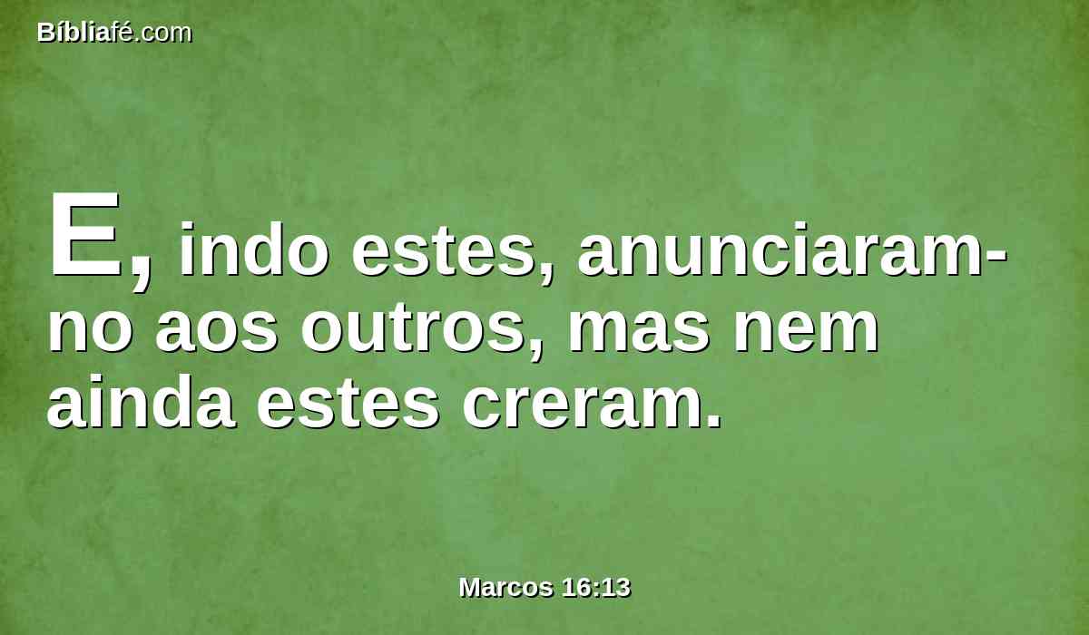E, indo estes, anunciaram-no aos outros, mas nem ainda estes creram.
