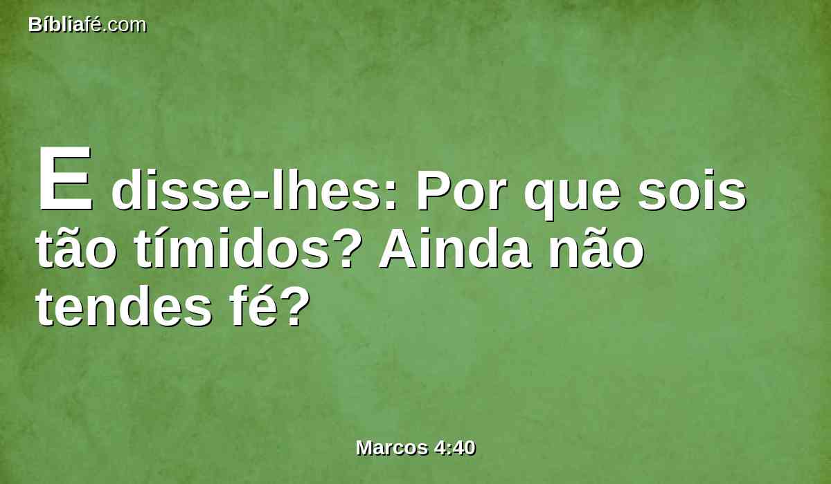 E disse-lhes: Por que sois tão tímidos? Ainda não tendes fé?