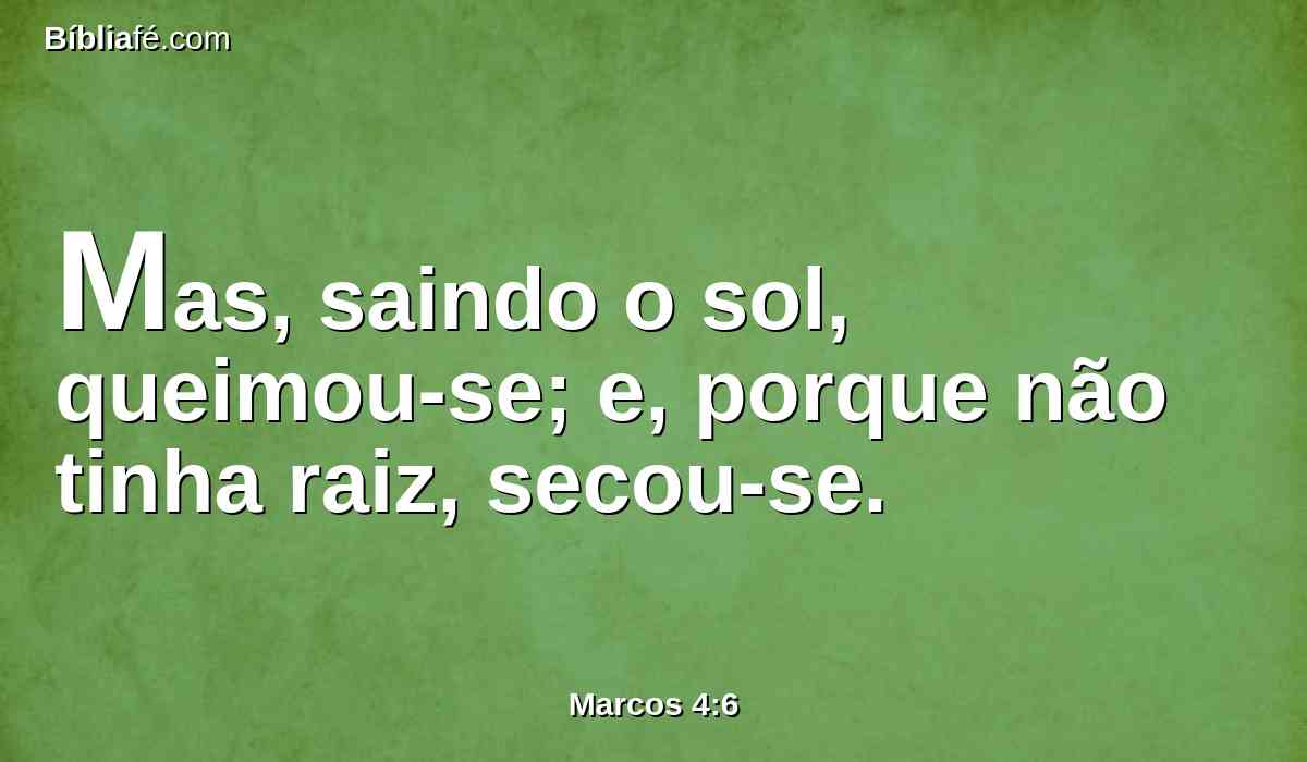 Mas, saindo o sol, queimou-se; e, porque não tinha raiz, secou-se.