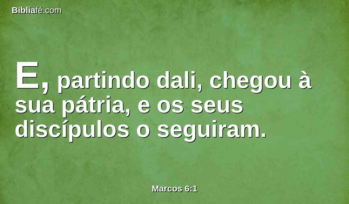 E, partindo dali, chegou à sua pátria, e os seus discípulos o seguiram.