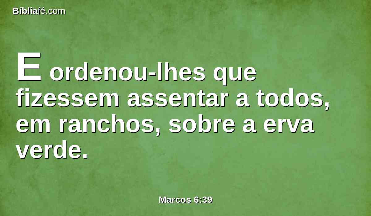 E ordenou-lhes que fizessem assentar a todos, em ranchos, sobre a erva verde.