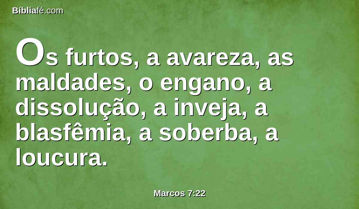 Os furtos, a avareza, as maldades, o engano, a dissolução, a inveja, a blasfêmia, a soberba, a loucura.