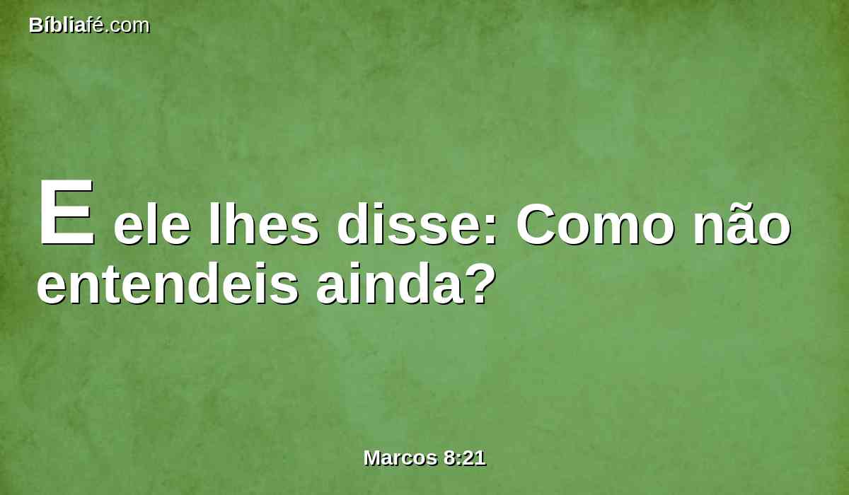 E ele lhes disse: Como não entendeis ainda?