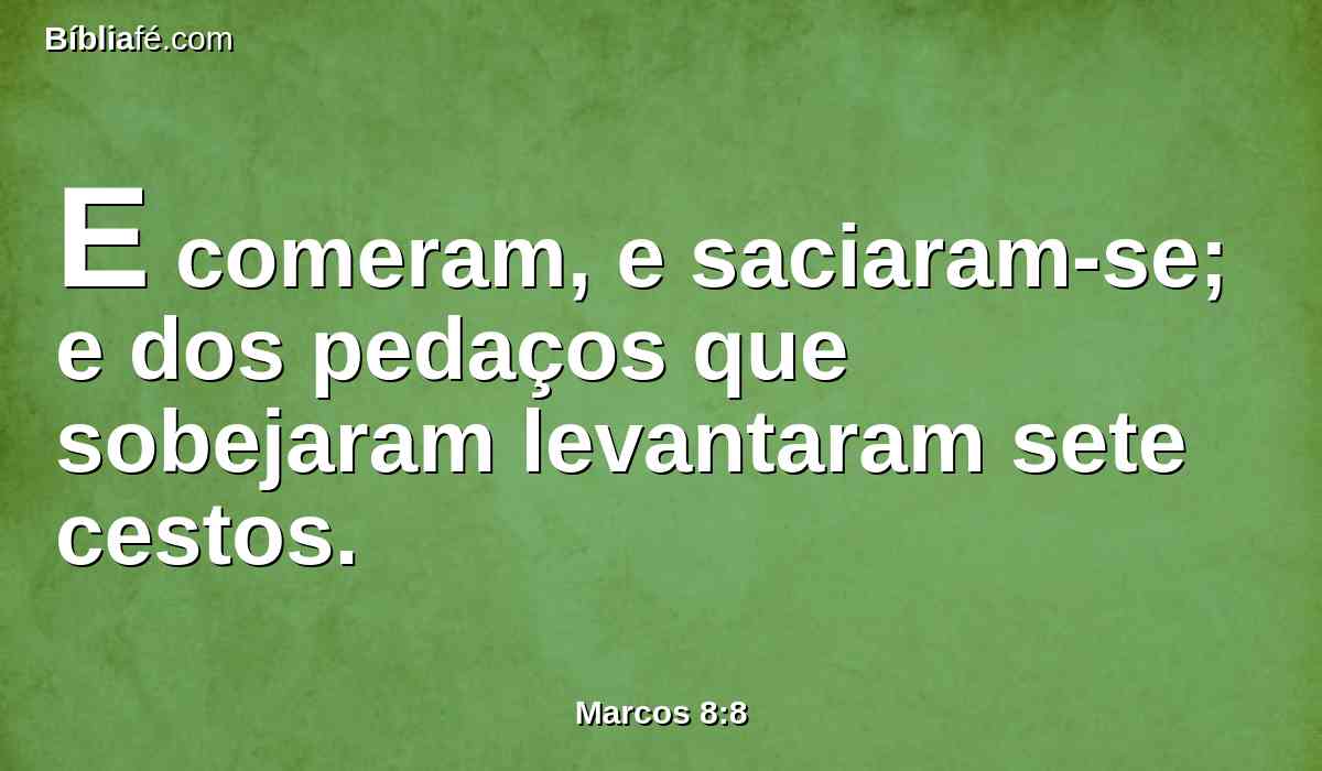 E comeram, e saciaram-se; e dos pedaços que sobejaram levantaram sete cestos.