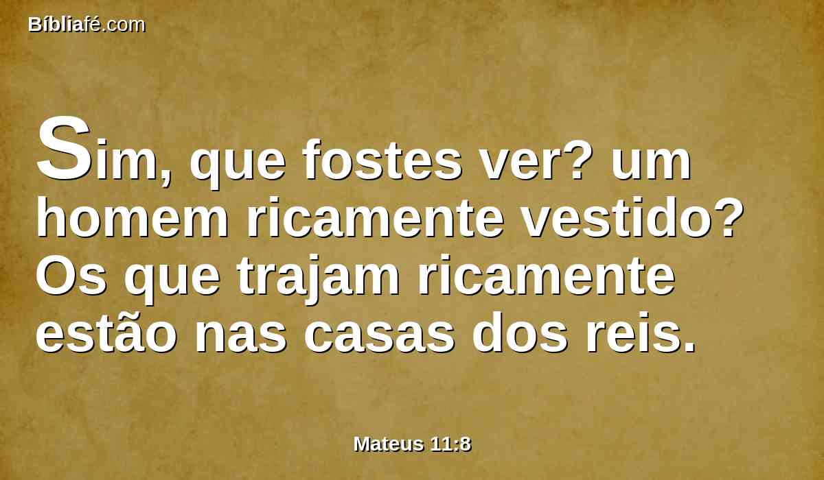 Sim, que fostes ver? um homem ricamente vestido? Os que trajam ricamente estão nas casas dos reis.