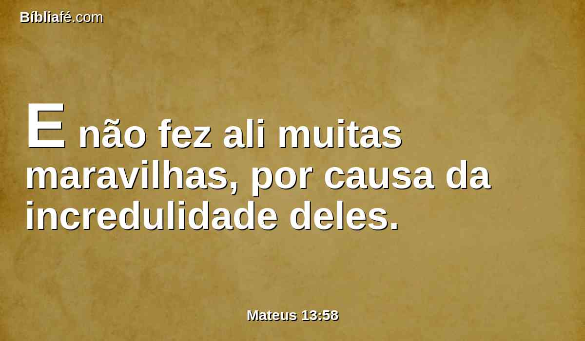 E não fez ali muitas maravilhas, por causa da incredulidade deles.
