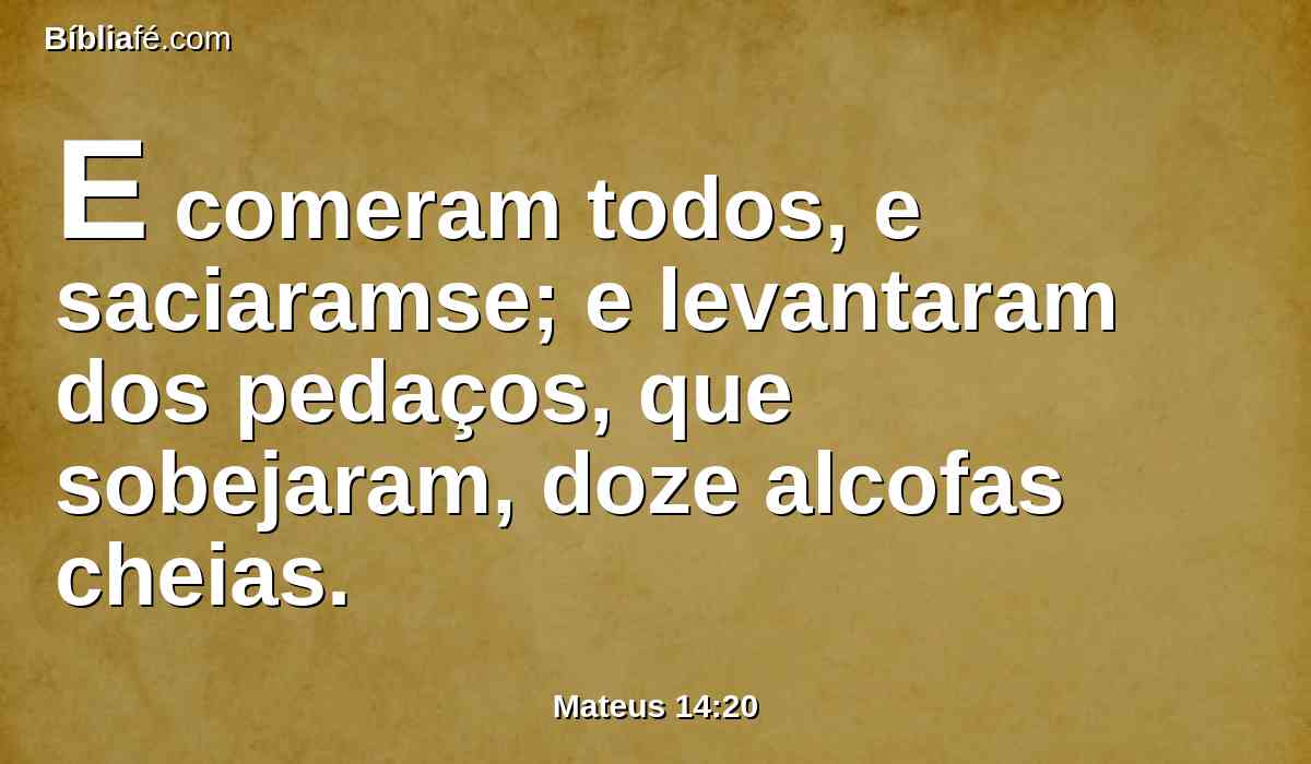 E comeram todos, e saciaramse; e levantaram dos pedaços, que sobejaram, doze alcofas cheias.