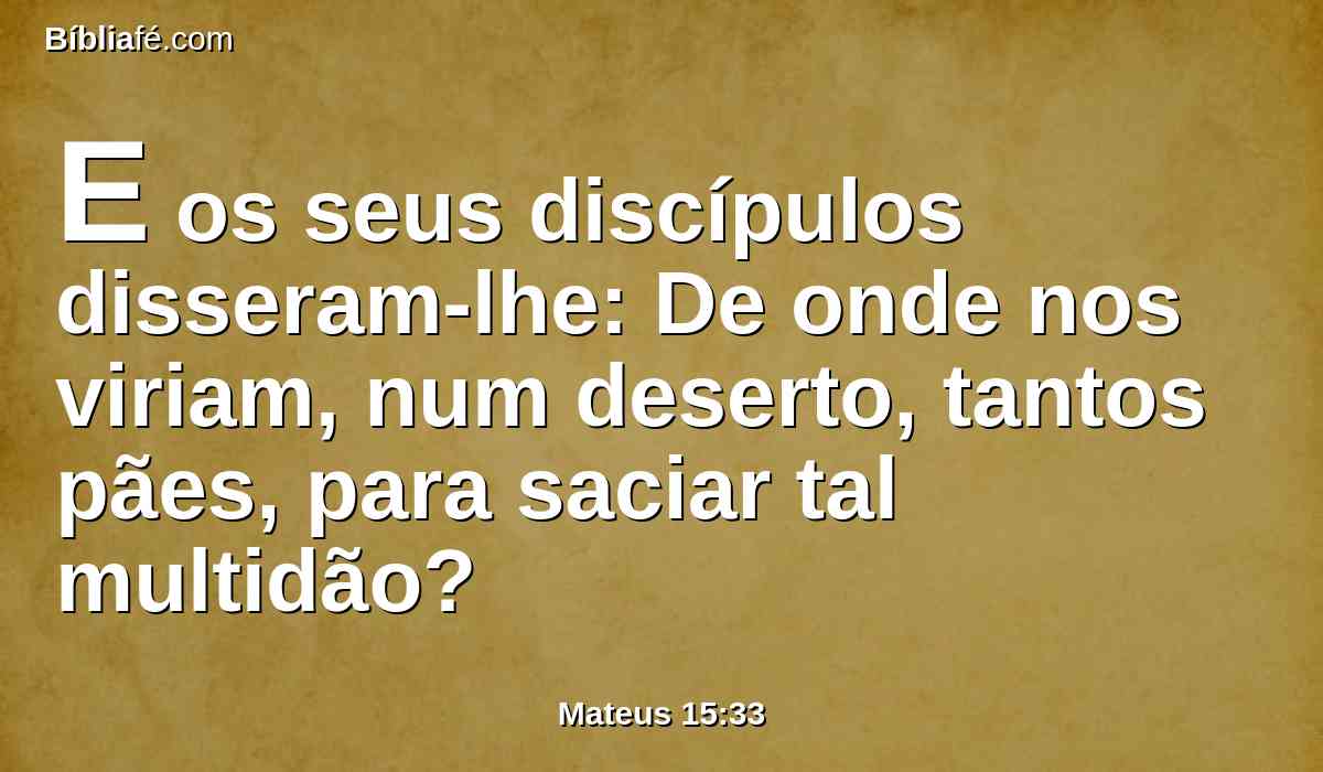 E os seus discípulos disseram-lhe: De onde nos viriam, num deserto, tantos pães, para saciar tal multidão?