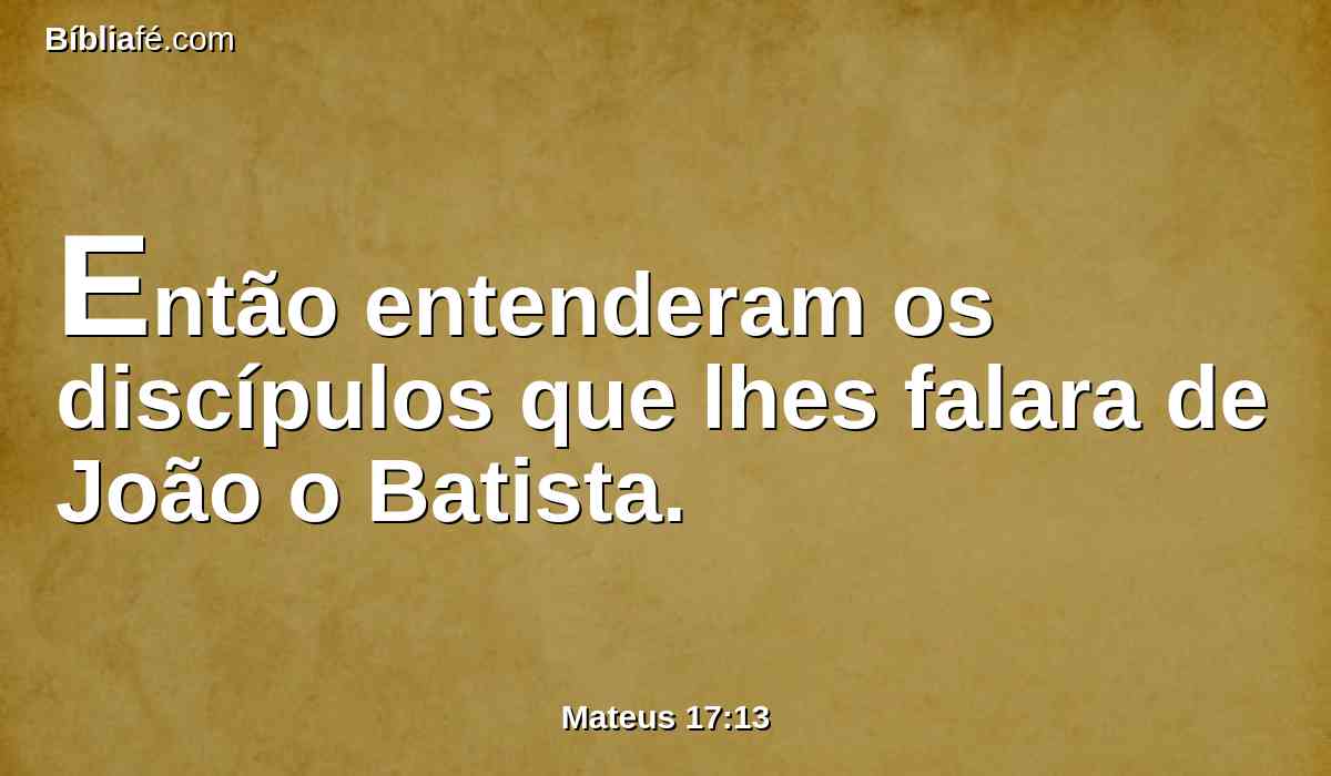 Então entenderam os discípulos que lhes falara de João o Batista.