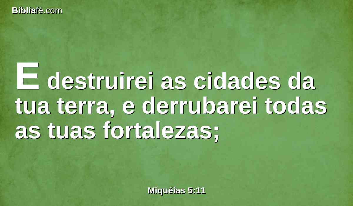 E destruirei as cidades da tua terra, e derrubarei todas as tuas fortalezas;