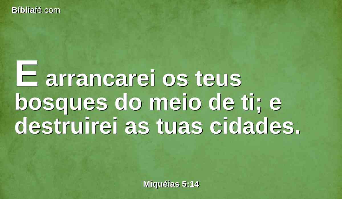 E arrancarei os teus bosques do meio de ti; e destruirei as tuas cidades.