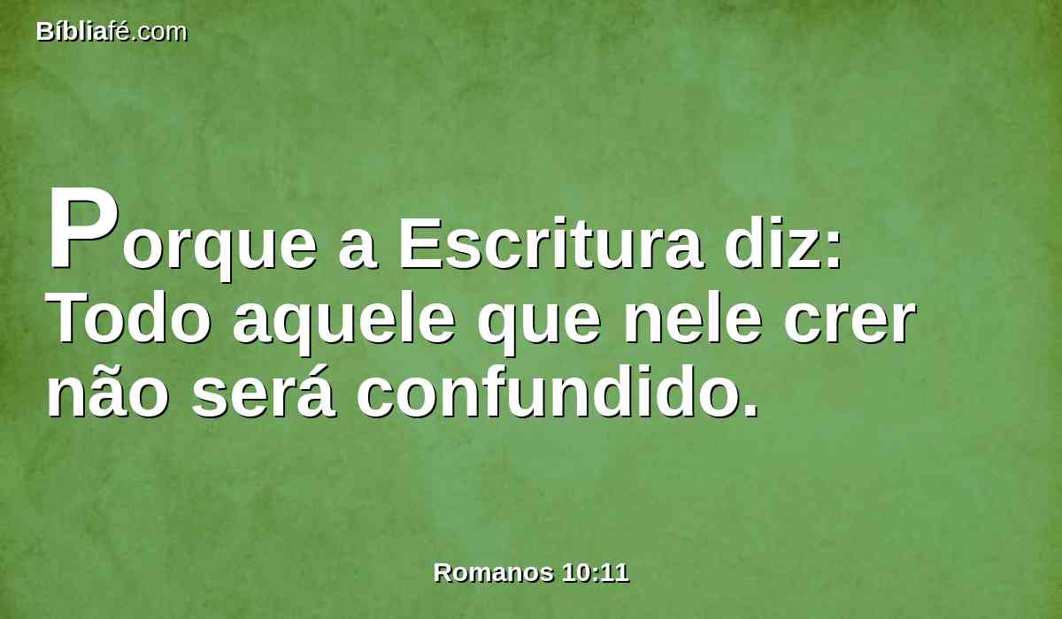 Porque a Escritura diz: Todo aquele que nele crer não será confundido.