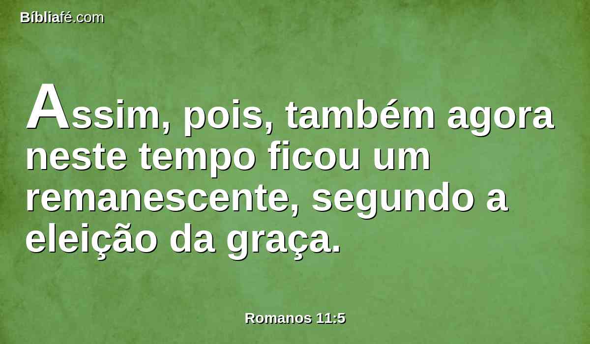 Assim, pois, também agora neste tempo ficou um remanescente, segundo a eleição da graça.