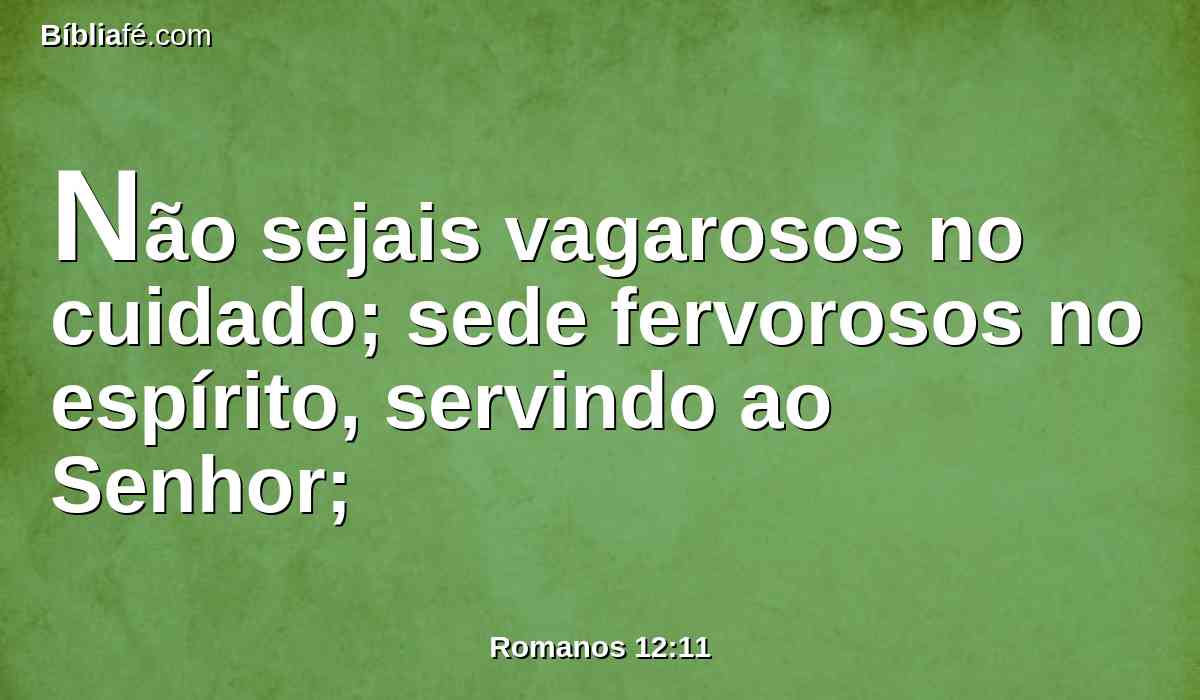 Não sejais vagarosos no cuidado; sede fervorosos no espírito, servindo ao Senhor;