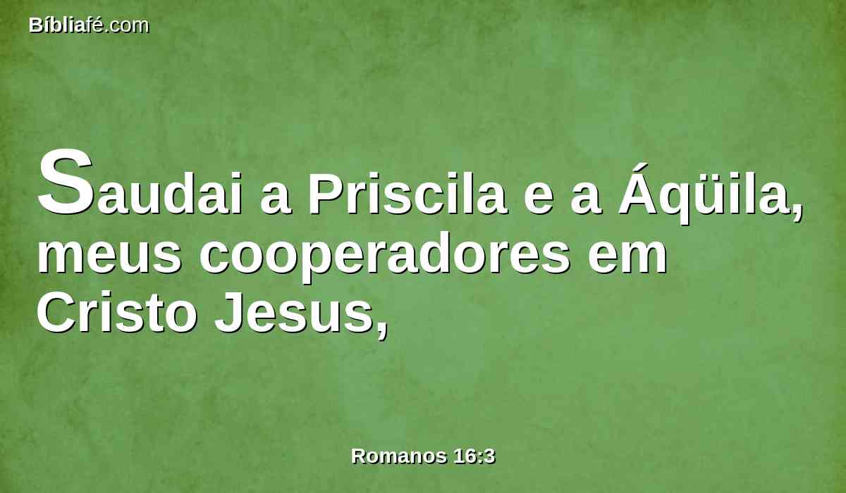 Saudai a Priscila e a Áqüila, meus cooperadores em Cristo Jesus,