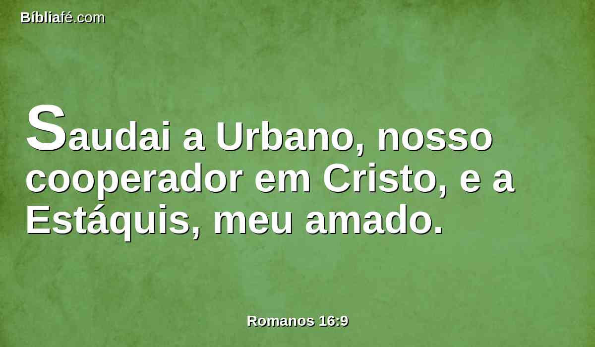 Saudai a Urbano, nosso cooperador em Cristo, e a Estáquis, meu amado.